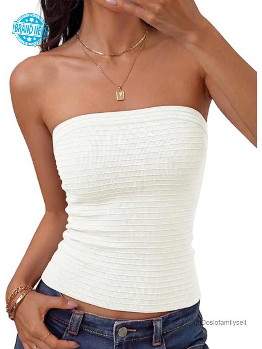 Strapless Tube Top Crop Bandeau Ruched Summer Top Ribbed Knit Top